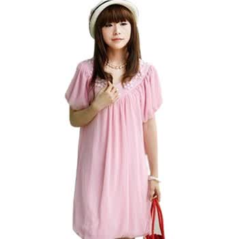 莱薇妈咪 夏装 新款 韩版时尚孕妇连衣裙 96550浅粉红M