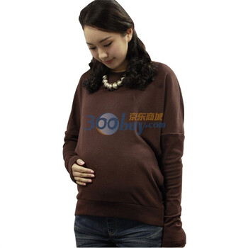 莱薇妈咪2012新款孕妇装 春装韩版圆领中长袖蝙蝠衫T恤96588 咖啡色 L