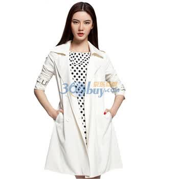 七格格 IAIZO高端 秋冬新款 系带休闲大翻领风衣 女 黑色11P30014 米色 XL