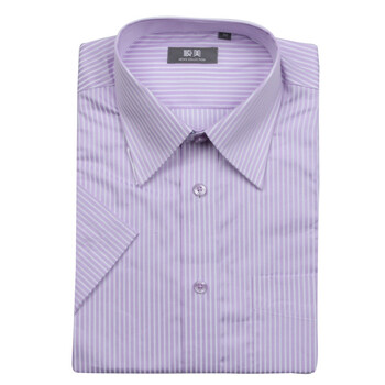 顺美 SMART GARMENTS 春夏男士商务休闲 紫粉色条纹 纯棉短袖衬衫091023 44