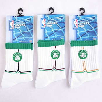 NBA精梳棉凯尔特人队男士运动袜E033白色提花三双装 尺码26-28cm 均码