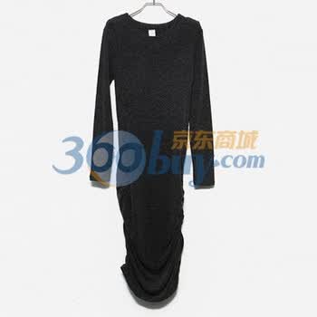 时尚起义 春装韩国进口弹力束褶拉链设计连衣裙 女569249 深灰色 one