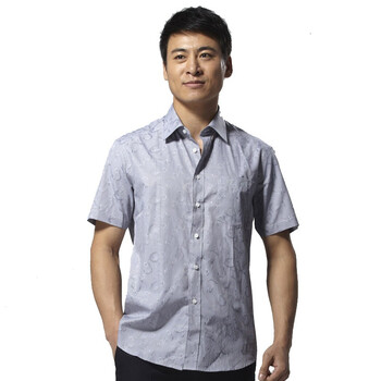 Hodo红豆衬衫 2012春夏新款男士商务休闲直筒印花短袖衬衫ECS2080 灰色 43