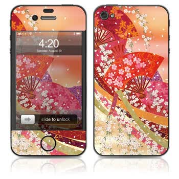 ideaSkin iPhone 4 浪漫樱花扇 手机外壳保护套皮贴膜 ENCJKA010286