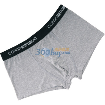 棉花共和国 Cotton RepubLic 纯色莫代尔 宽筋男士平角内裤 01121112灰色XXL