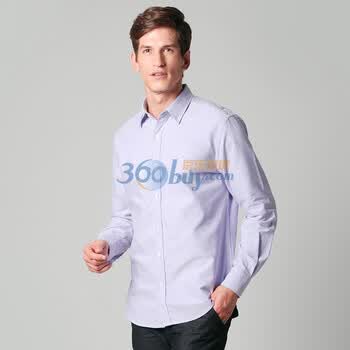 JamesEarl/占姆士伯爵男士牛津纺长袖衬衫M81XF00 紫色 44