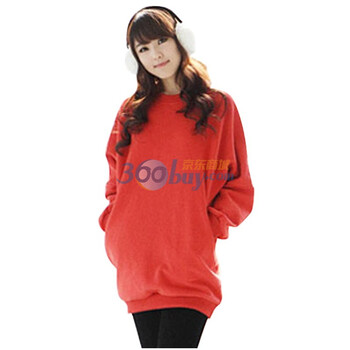 韩都衣舍 韩国卫衣秋冬季新品宽松蝙蝠袖圆领卫衣HG1159 红色 M