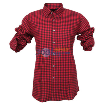 怡致VISZS 男士全棉法兰绒格子衬衫 HB110570 红黑格 44/XXXL