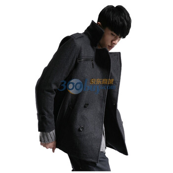 圣迪奥sdeerhe 男装冬优雅双排扣羊毛呢风衣深灰0471822 深灰色 XXL