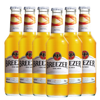 Bacardi百加得冰锐预调朗姆酒6瓶装橙味