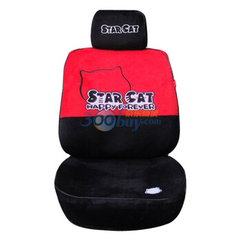 申杰-快乐星猫系列精品汽车椅套-星猫红黑