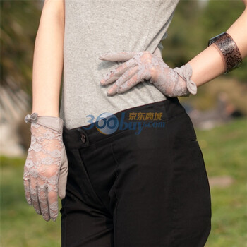 乐为手套夏季女士短款防晒手套C102 浅灰色