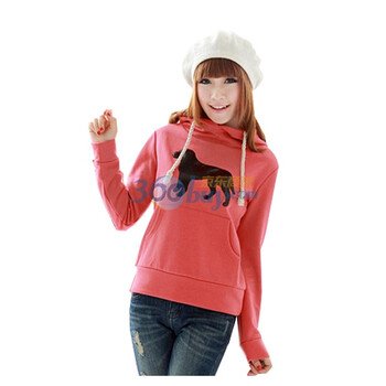 韩都衣舍 韩国秋冬季新品带帽小狗可爱女卫衣E9187FX 桔红色 M