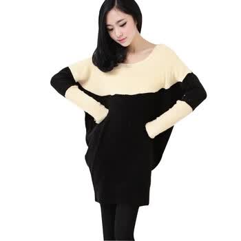 韩都衣舍 韩国连衣裙春季新品新年春装女拼色长袖连衣裙JW1145 黑色 均码