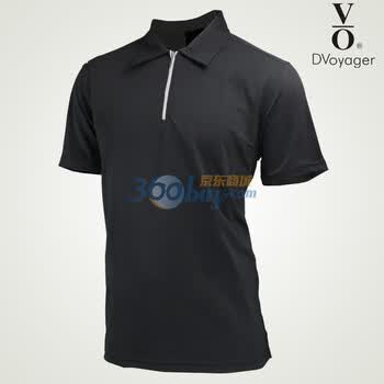 VO夏季涤纶商务休闲拉链开襟翻领短袖男士polo衫VSWS453A正品 黑色 XXXL