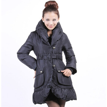 维克莱尔（VLoyal）最新泡泡型裙摆长款羽绒服 V8178 黑色 M