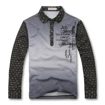 艾狄华伦2012春季新款商务休闲男式长袖翻领T恤C89928 蓝色 XXL