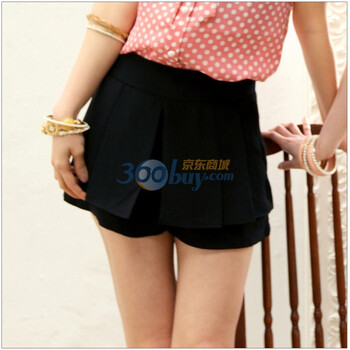 东京着衣 简约女装层次车折纱质短裤2003100 黑色 L