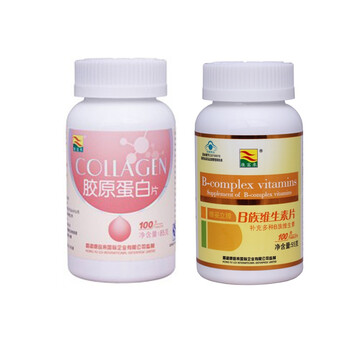 康富来胶原蛋白片+B族维生素片搭配装（850mg/片*100片*1瓶+500mg/片*100片*1瓶）