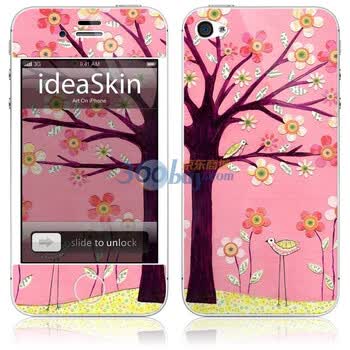 ideaSkin iPhone 4 粉红鸟树 手机外壳保护套皮贴膜 CJKD012146