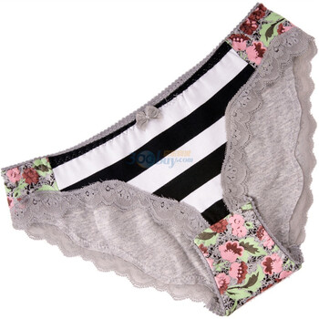 Cotton RepubLic 棉花共和国 宽边蕾丝 双面伊娃 女式三角内裤 51113024 黑色 XL