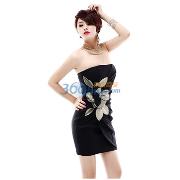 Miss-In 2011中国风抹胸小礼服裙 黑色 L