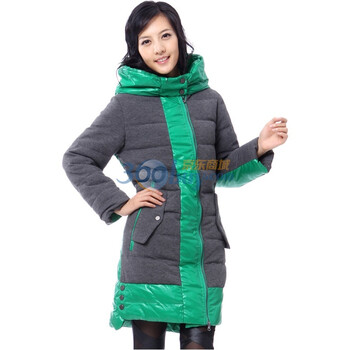 新品 雅鹿 时尚个性女中长款羽绒服 ^@^YM10630 青葱绿 XXXL