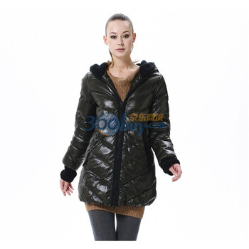 波司登 2011新款 羽绒服 女 个性罗纹帽舒适中长款 BR2306 军绿色 185/104A(XXXL)