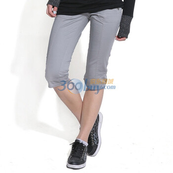 唐狮Tonlion女弹力休闲显瘦中裤百搭5分裤109122092001 灰色1 30