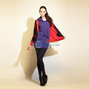 Giordano佐丹奴BSX 外套 女小熊豹纹印花磨毛两穿卫衣 04381761 浅粉红 XL