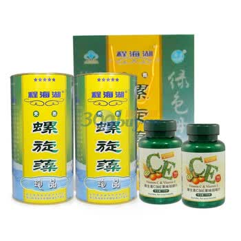 【双优抵抗套装】程海湖螺旋藻600片*2桶礼袋装+forrida活力达维生素C加E 60片2瓶