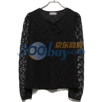 时尚起义 冬装韩国进口可爱花边蕾丝衬衫 女568606 黑色 one
