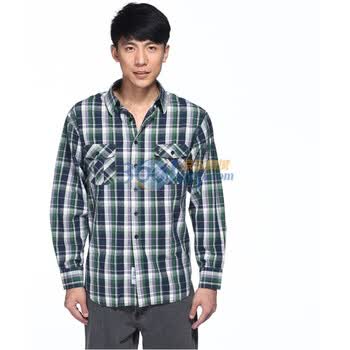 IZOD 秋季新品纯棉格纹小尖领长袖休闲衬衫 3061912107608绿色系XXL(185/102A)