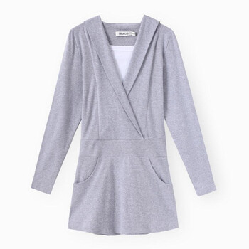 初刻CRUCCO 女装显瘦长外套 针织女装假两件长款外套 2011秋季新品 00011683 灰色 L