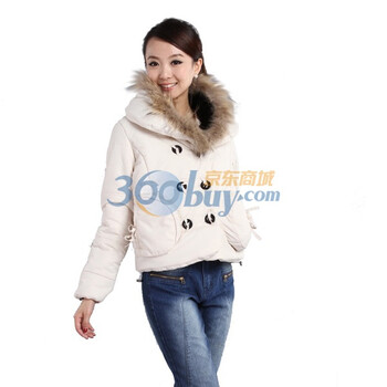 Biosoft-拜柔-荷叶翻领棉衣短款修身外套-BW411CO002 米色 M