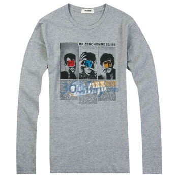 零号男 纯棉长袖T恤BFA0104 02 03 灰色 XL