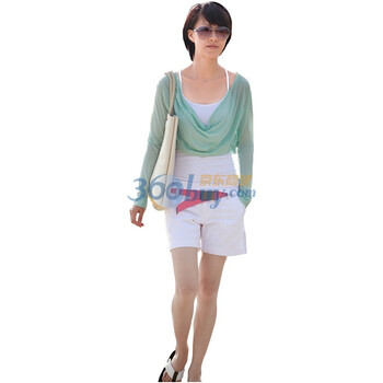 艾米 AMII 纯色薄款长袖短罩衫/防晒衣 C3NC1051816 浅绿色 M