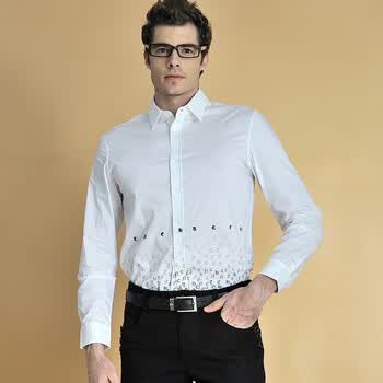 浪氏威尔lansiwear2011新款男士进口面料休闲衬衫LWAJH8137-1白色54