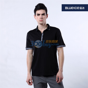 蓝冰 夏装男式撞色时尚休闲短袖T恤^@^BAA2604 黑色 185/104A(XXL)