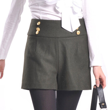 SHEWILL2011秋冬新款韩版女装军绿色毛呢短裤工装靴裤DK004 军绿色 74厘米(2尺2)