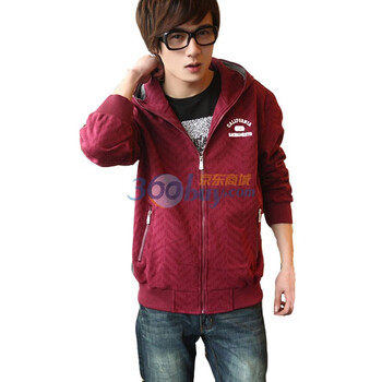 奥派阿西 2012春装新款 男装韩版收腰字母开衫卫衣 男士 08577 酒红色 XL