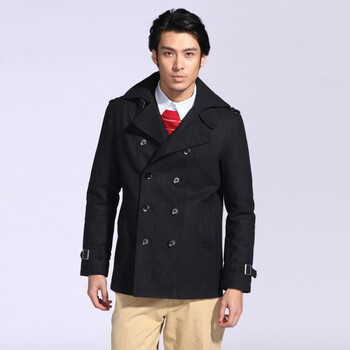 IZOD 秋季新品毛呢帅气中长款男士风衣 1061903207201钢灰XL(180/98A)