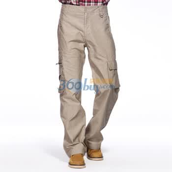IZOD 秋季新品纯棉条纹中腰长款休闲裤 3061916203850 卡其色 190/96A(36)