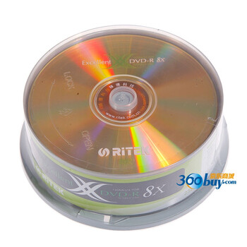 铼德（Ritek）DVD-R 8速 4.7G X系列 黄金涂层 桶装25P 刻录盘