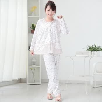 春秋季针织棉长袖女士家居套装 HJM362咖啡 咖啡色 XL