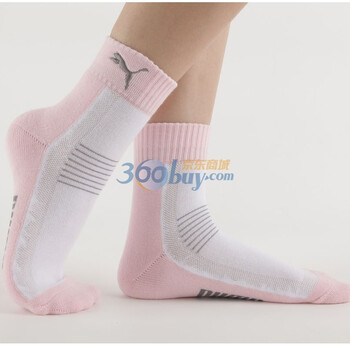 PUMA 彪马 女士绣花毛圈运动袜子 休闲短袜 浅粉 23-25cm