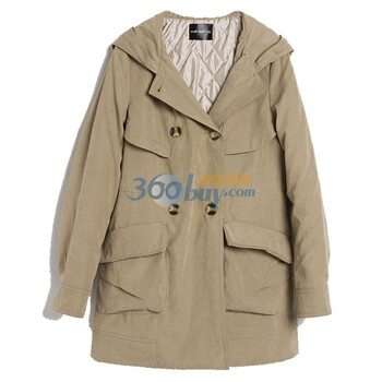 as安都2011冬新款女装 极简经典款双排扣风衣式棉服 外套9158224卡其色L
