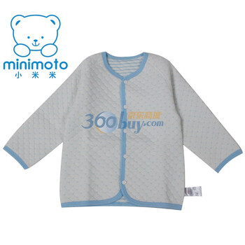 minimoto小米米双面穿对襟上衣YU3005 婴儿服 宝宝纯棉上衣/上装 婴儿保暖内衣 婴儿服装/服饰 天蓝色 100码