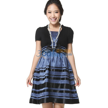 O.SA 韩版连衣裙 显瘦连衣裙子 SL10347 蓝色 XL