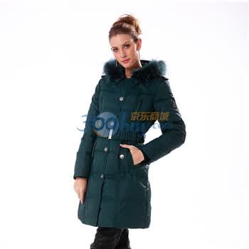 波司登羽绒服 女修身腰带休闲中长款 BR1926 军绿色 185/104A(XXXL)